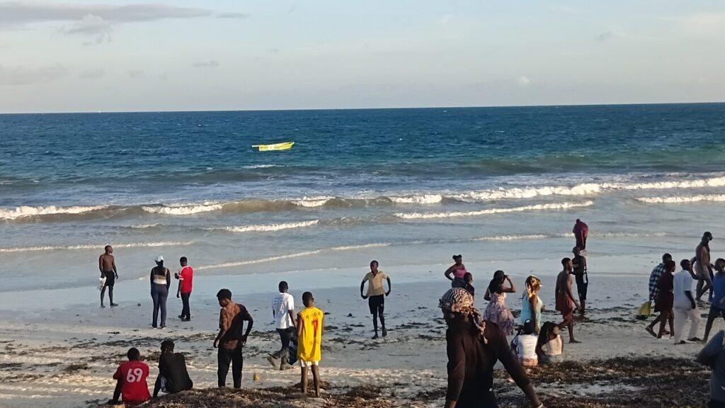 Beachgoers on the Kilifi coast of Kenya — Shakahola Forest, where the cult settlement stood, lies inland in the same county (file photo)