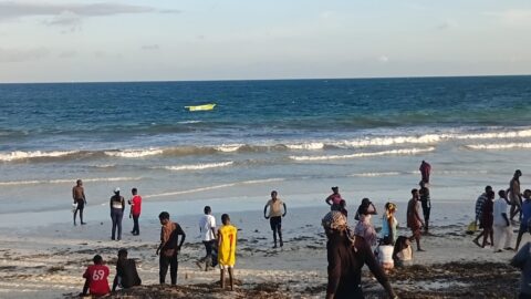 Beachgoers on the Kilifi coast of Kenya — Shakahola Forest, where the cult settlement stood, lies inland in the same county (file photo)