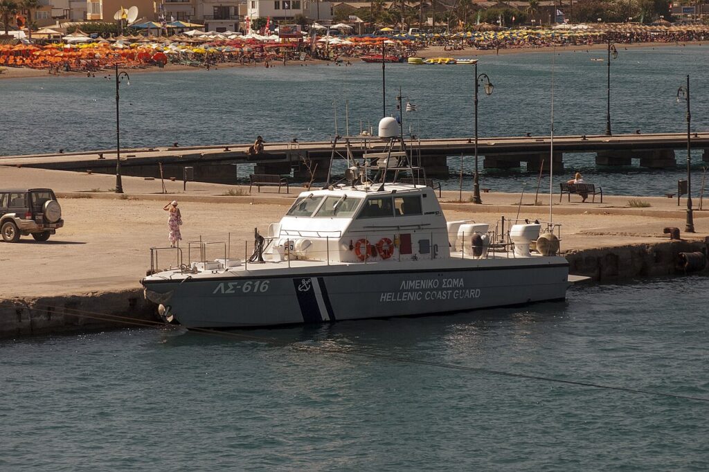 A Hellenic Coast Guard patrol boat docked at Kos, Greece.