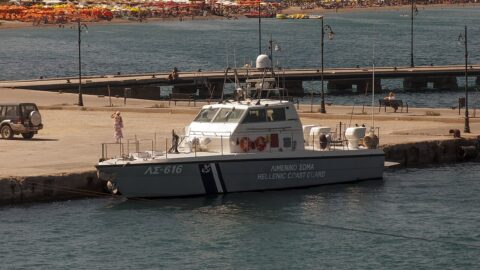 A Hellenic Coast Guard patrol boat docked at Kos, Greece.