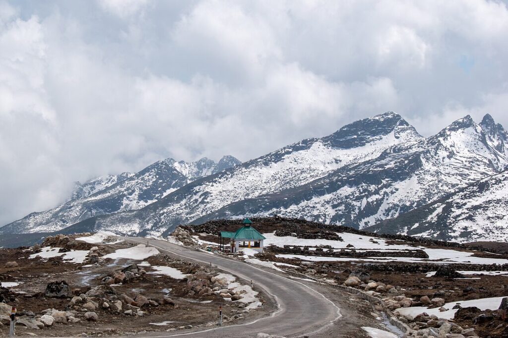 Mountain range near Bum La Pass, Tawang, Arunachal Pradesh, India.