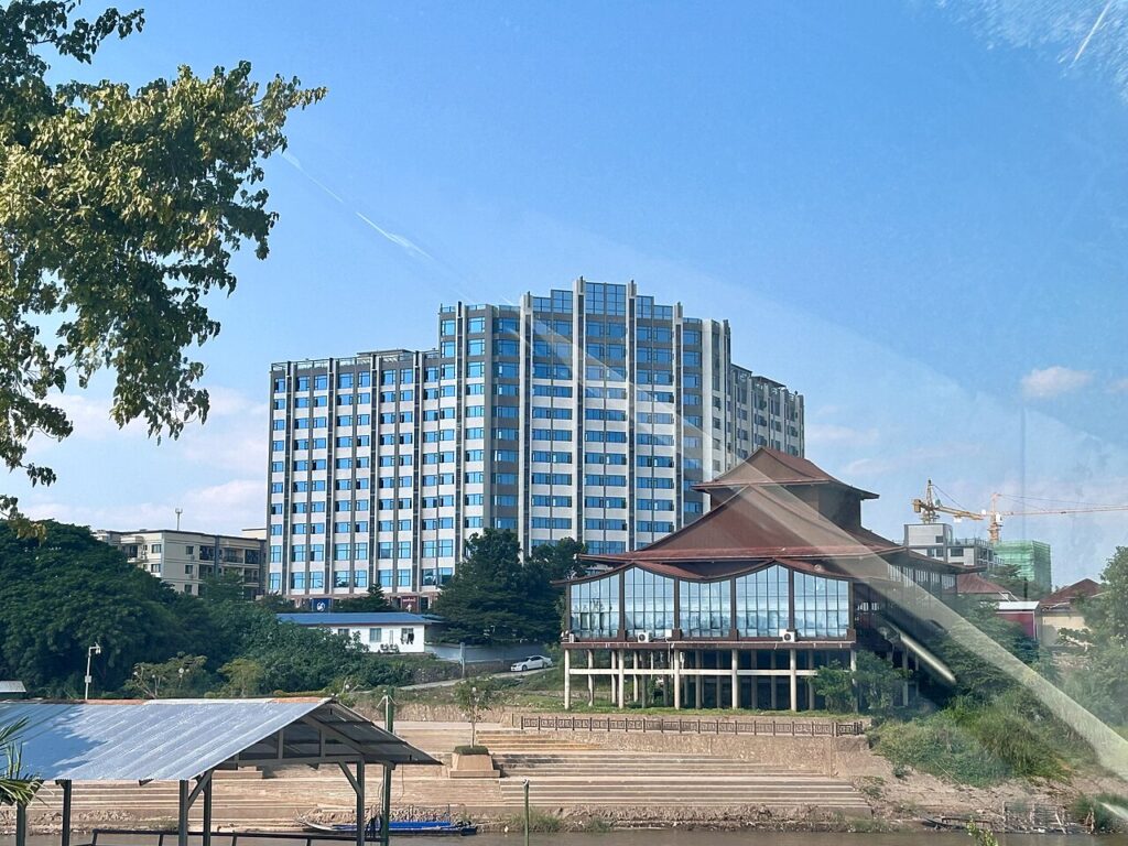 Buildings at Shwe Kokko, a town linked to scam operations in Myanmar