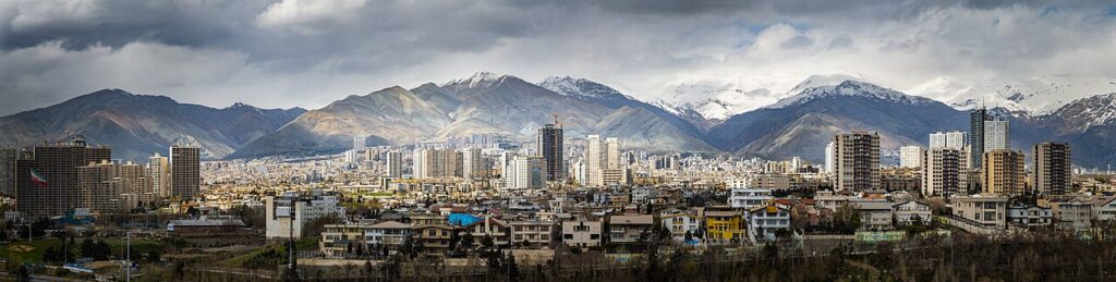 Tehran skyline with the Alborz mountains behind the city