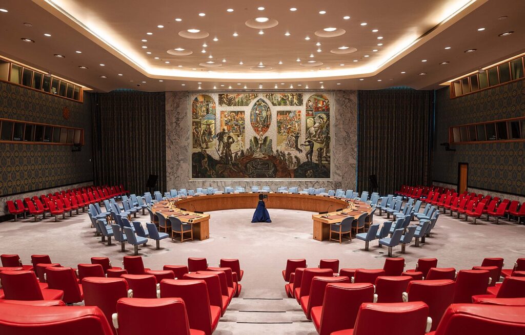The United Nations Security Council chamber in New York