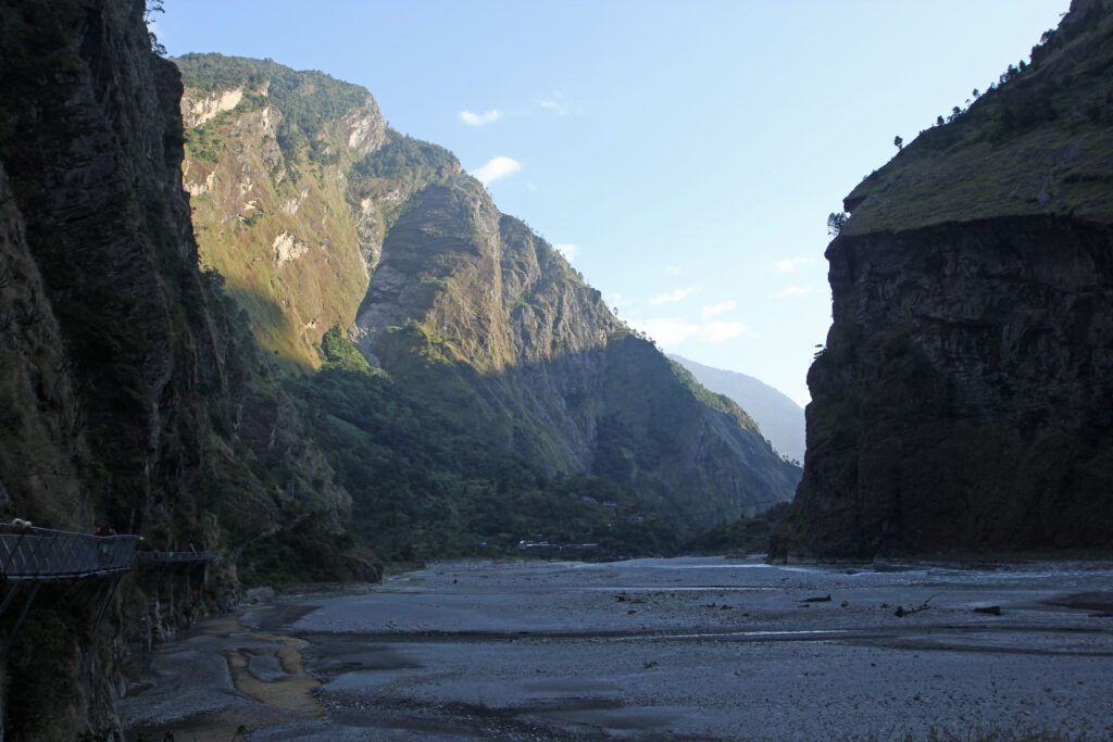 The Budhi Gandaki river valley in Nepal's Gorkha district