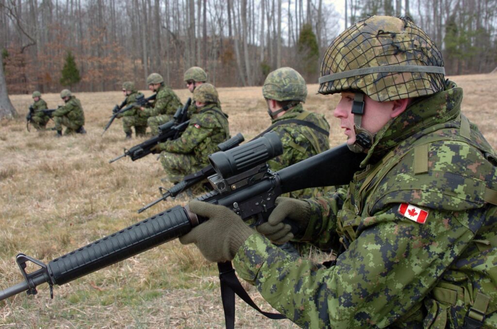 Canadian Army soldiers at a live-fire training exercise