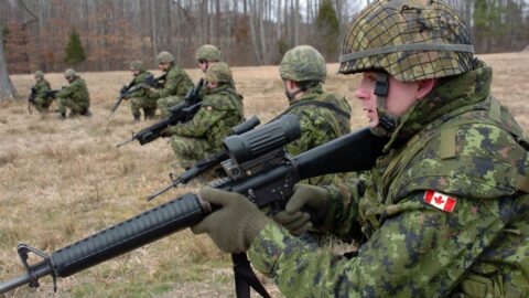 Canadian Army soldiers at a live-fire training exercise