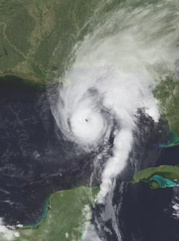 Satellite image of Hurricane Isaias swirling over the Gulf of Mexico on October 9, 2026.