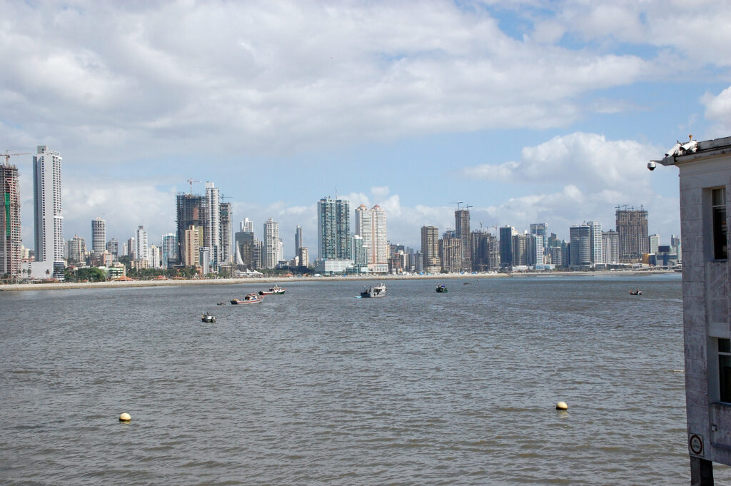 The Panama City skyline. Residents of the capital, about 200 km from the October 9 earthquake's epicenter, evacuated high-rise buildings during a minute of shaking.