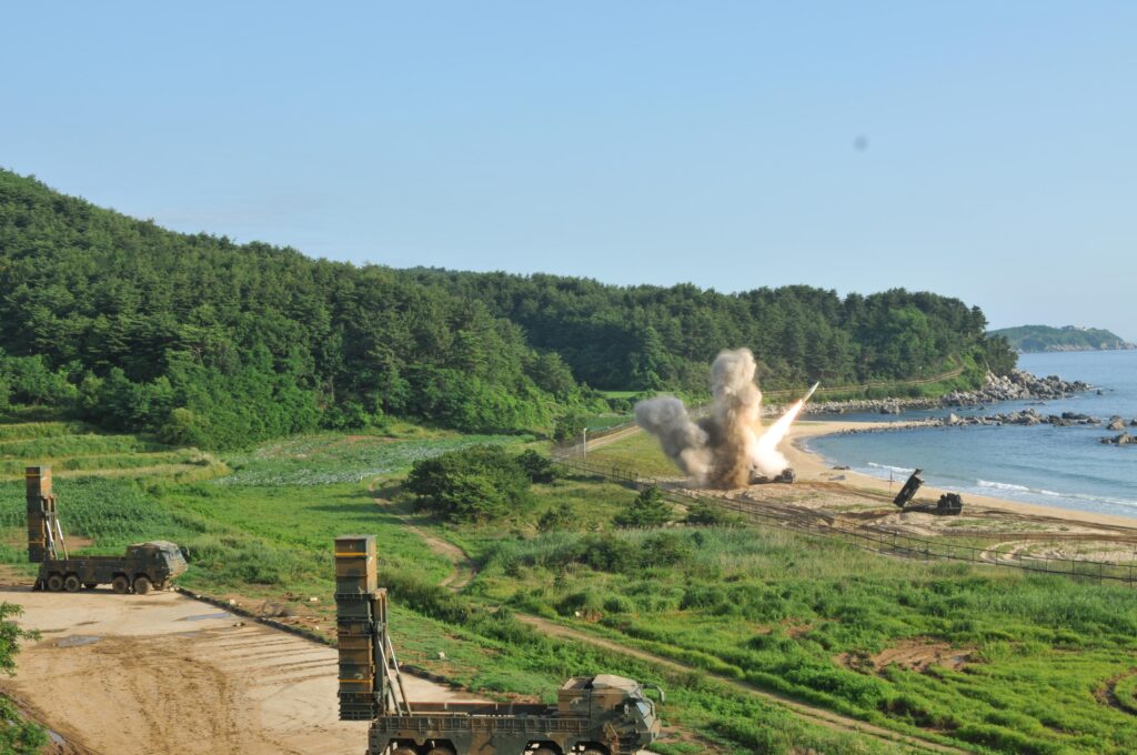 South Korean Hyunmoo II missile carriers prepare to launch during a joint U.S.-ROK exercise