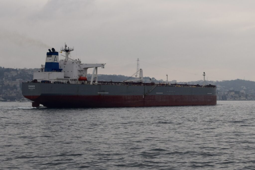 A crude oil tanker underway at sea — file photo, not one of the vessels named in Iran's claim.