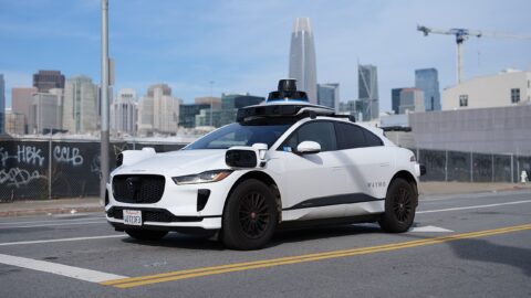 A Waymo-operated Jaguar I-Pace autonomous test vehicle