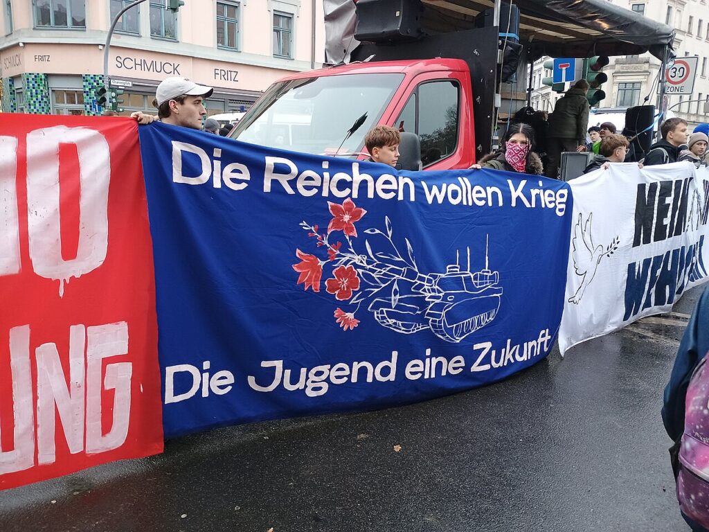 Students marching in Berlin during a December 2025 strike against conscription.