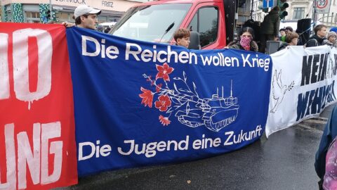 Students marching in Berlin during a December 2025 strike against conscription.