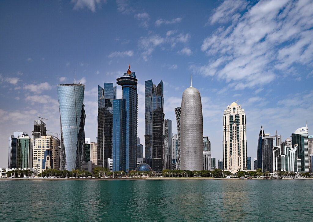 Doha's West Bay skyline — the Qatari capital where Pakistan, Türkiye, Qatar and Indonesia signed the Badr defence cooperation agreement