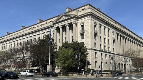 The Robert F. Kennedy Department of Justice Building in Washington, DC, headquarters of the US Justice Department.