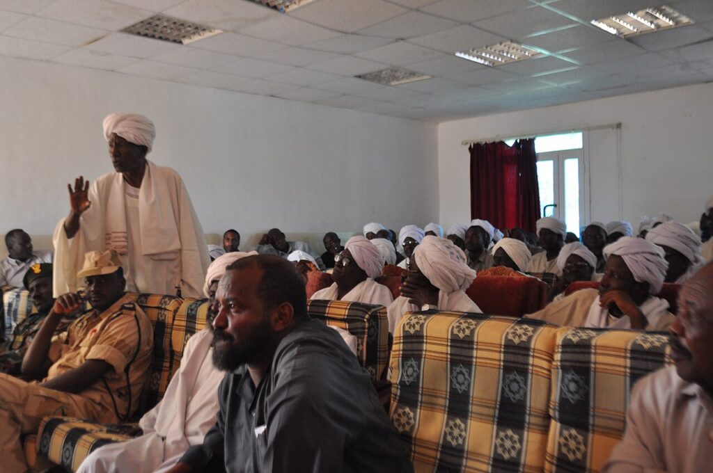 A Misseriya elder addresses residents of Abyei in 2009, after the international arbitration that redrew the disputed territory's borders