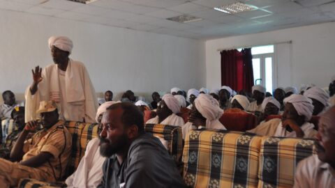 A Misseriya elder addresses residents of Abyei in 2009, after the international arbitration that redrew the disputed territory's borders
