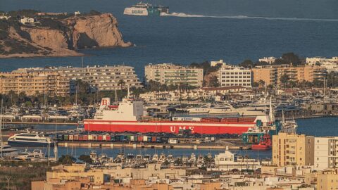 File photo of Ibiza's old town and harbour. Storm Adam's flash floods battered the island in October 2026, closing its airport.