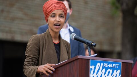 U.S. Representative Ilhan Omar speaking at a press conference in St. Paul, Minnesota (file photo)