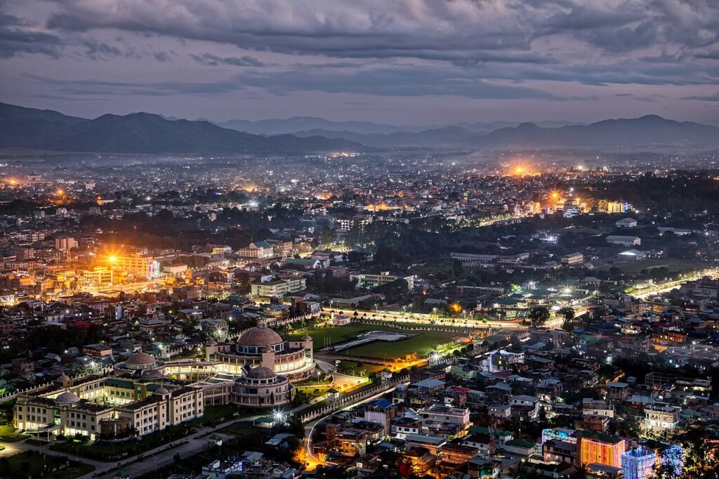 Aerial view of Imphal, Manipur's capital, at dusk (file photo)