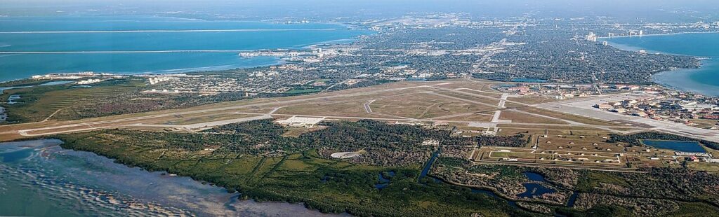 Aerial view of MacDill Air Force Base in Tampa, Florida, home of US Central Command