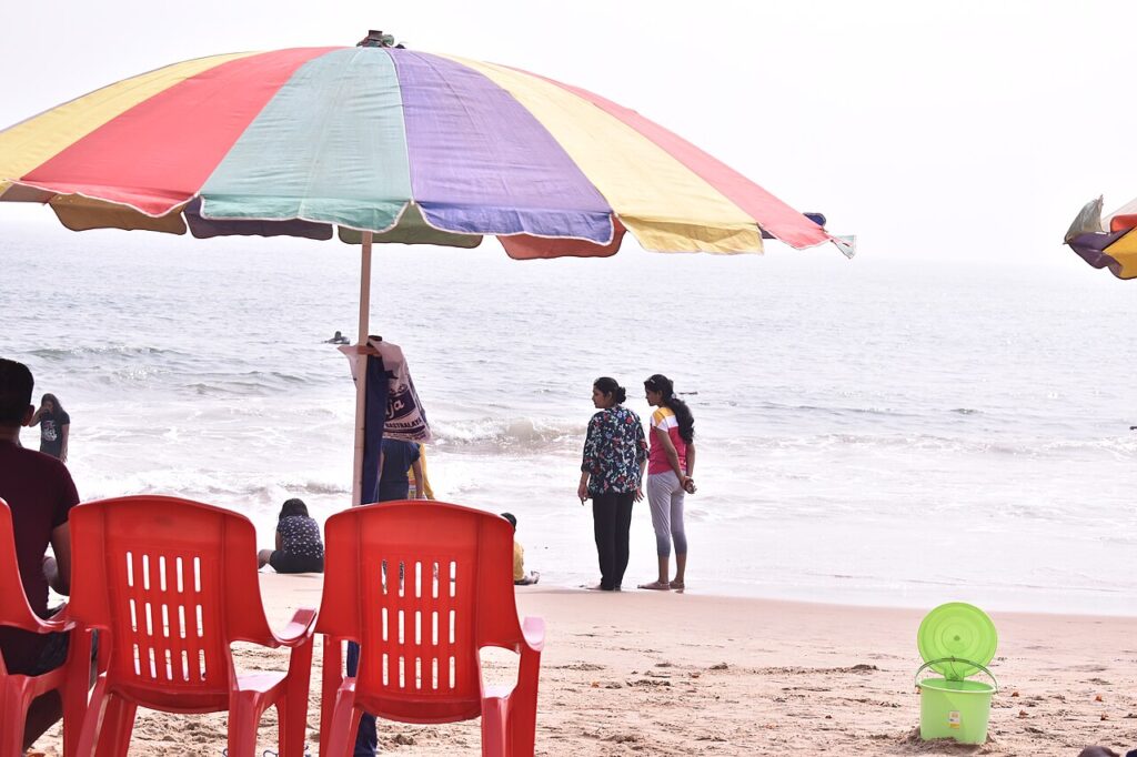 People on Puri beach, Odisha, India