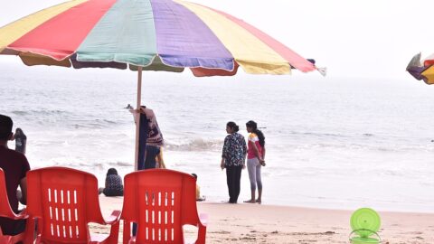 People on Puri beach, Odisha, India