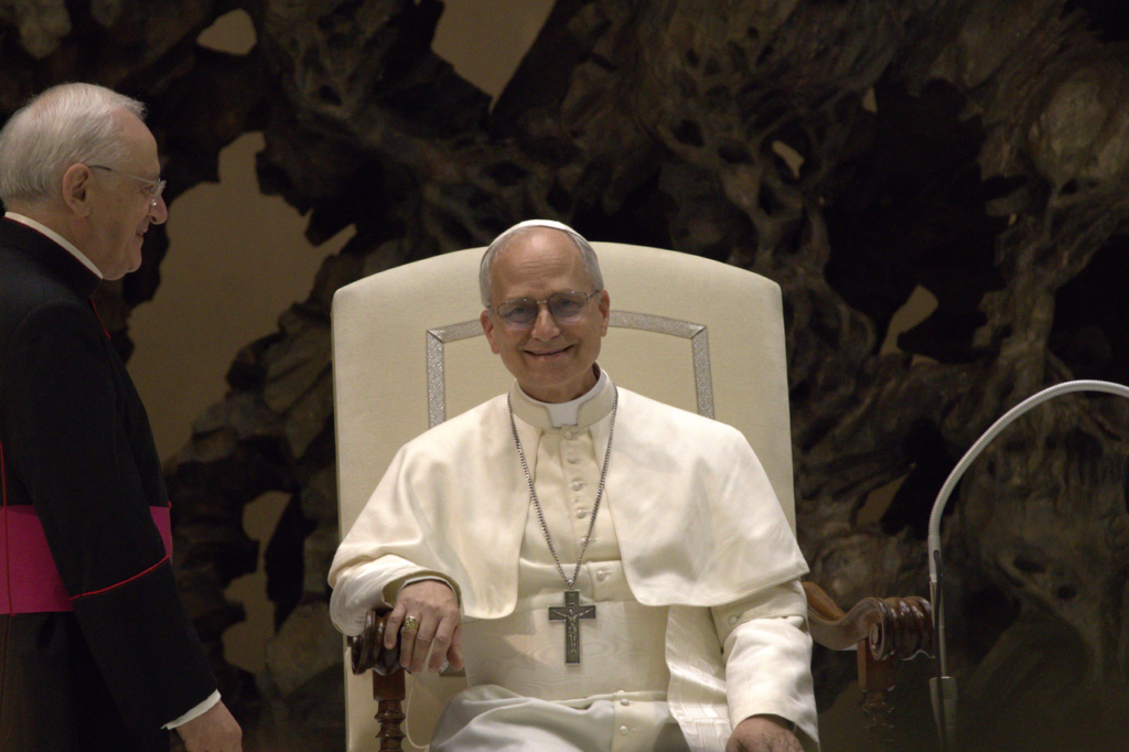Pope Leo XIV during an audience with the media at the Vatican in May 2025.