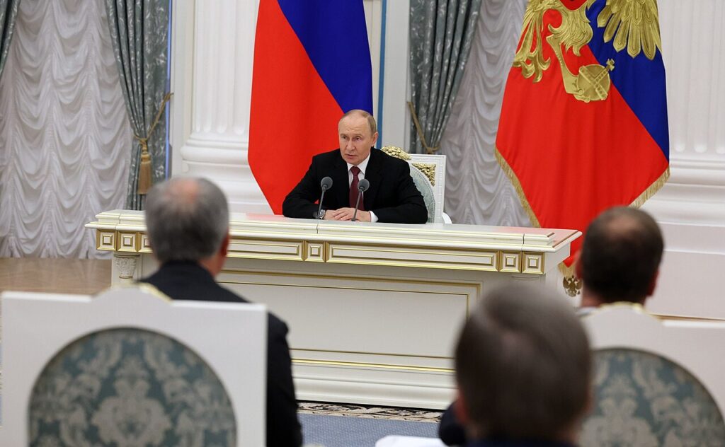 Russian President Vladimir Putin at a Kremlin meeting on a Russia-US summit