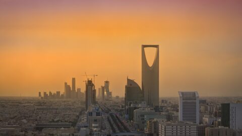 Riyadh's King Abdullah Financial District and Kingdom Tower — the financial hub the Future Investment Initiative was meant to showcase.