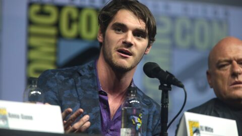 RJ Mitte speaking at the 2018 San Diego Comic-Con Breaking Bad reunion panel