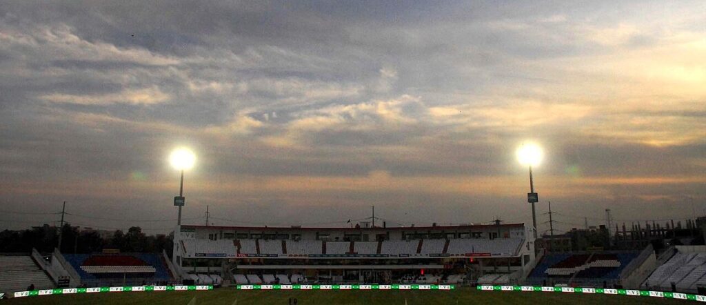Rawalpindi Cricket Stadium under floodlights