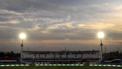 Rawalpindi Cricket Stadium under floodlights