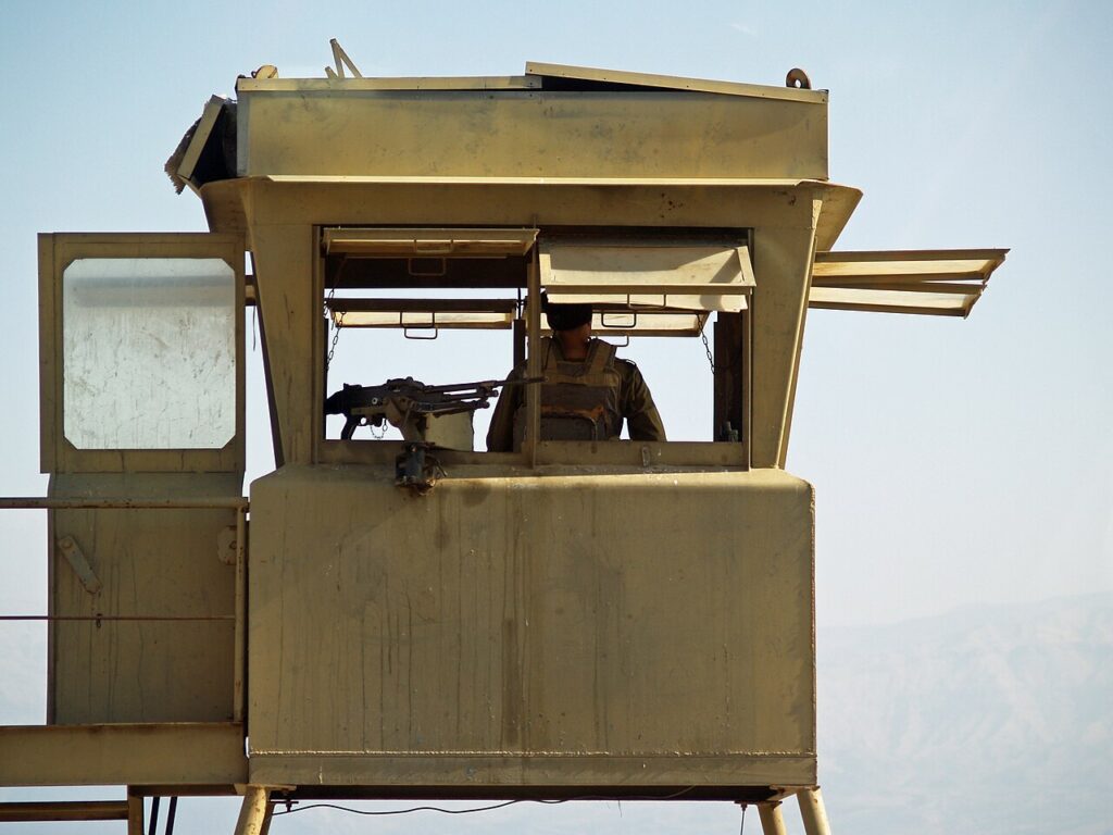 Israeli soldier in a watchtower at a West Bank checkpoint (file photo)