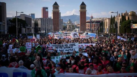Protesters marching in Madrid over Spain's housing crisis