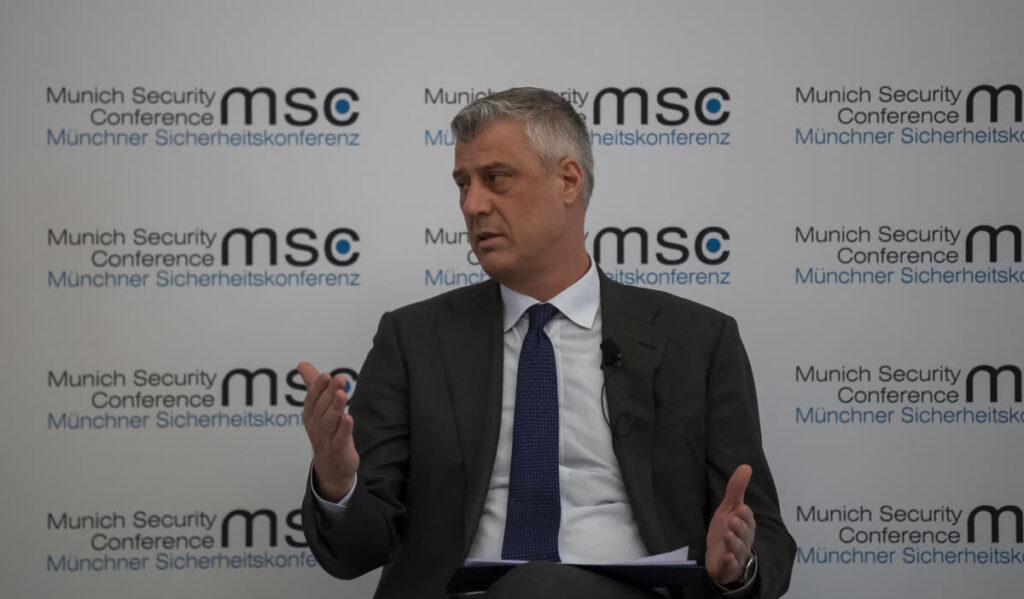 Hashim Thaçi photographed at the Munich Security Conference in 2019, before his war-crimes indictment.