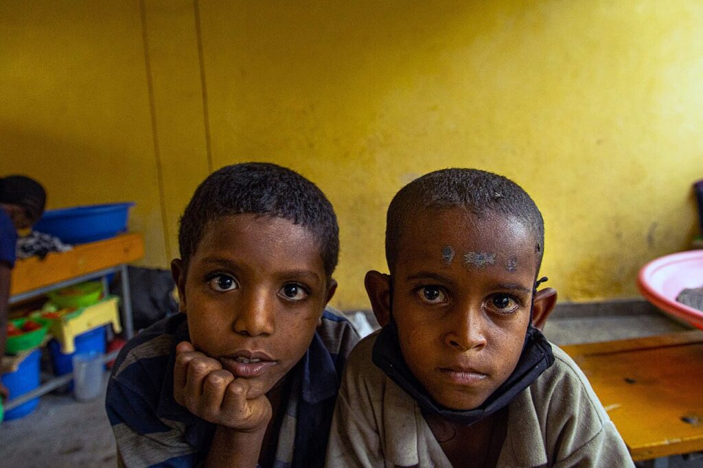 Displaced children in Shire, Tigray, Ethiopia