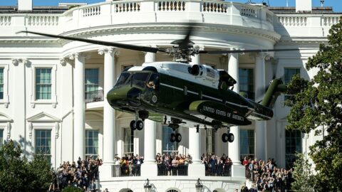 US President Donald Trump boarding Marine One on the South Lawn of the White House, October 6, 2026.