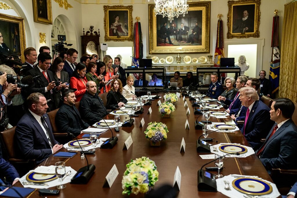 Donald Trump and Volodymyr Zelenskyy at a bilateral lunch at the White House