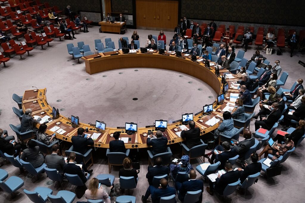 The United Nations Security Council chamber during a session in New York