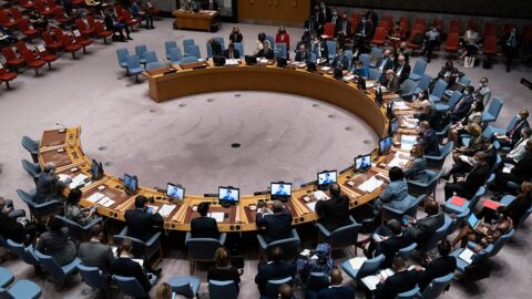 The United Nations Security Council chamber during a session in New York