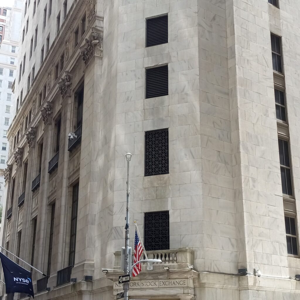 The New York Stock Exchange building in Manhattan