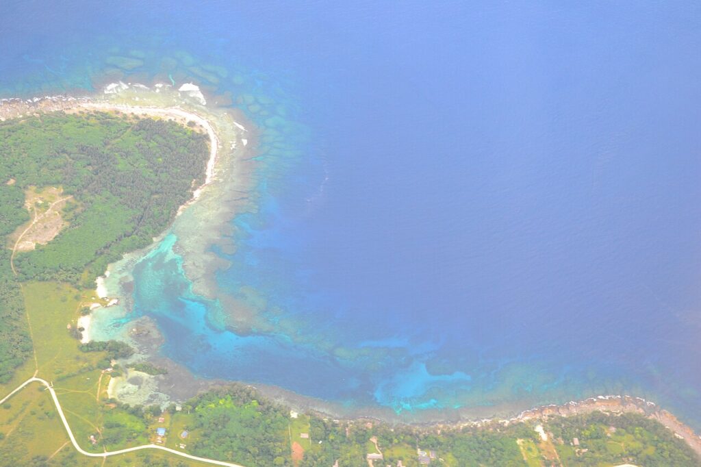 Aerial view of a Vanuatu coastline with coral reefs (file photo)